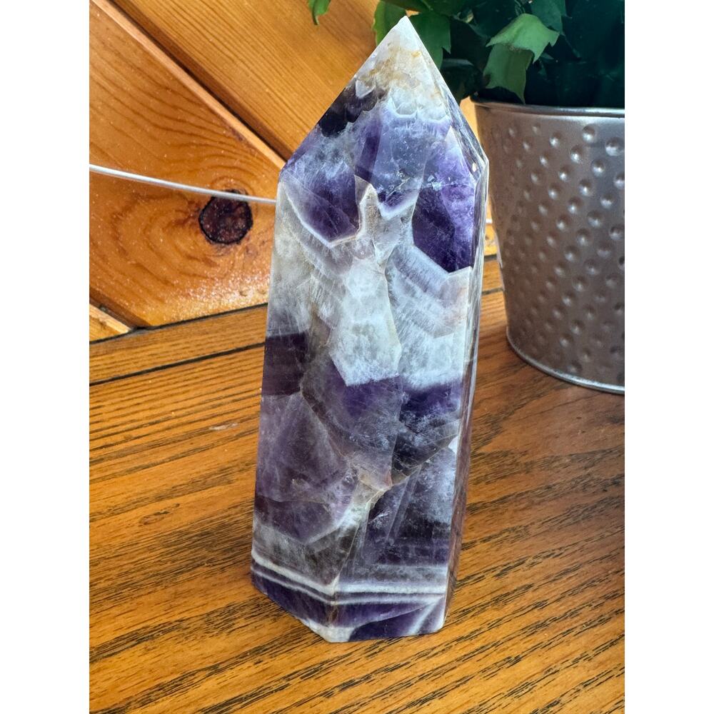 Chevron Amethyst Crystal Tower Polished Point 6–7 Inch - Picture 4 of 12